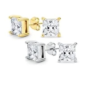 Sterling Silver Cubic Zirconia Stud Earings 1 Set Left Silver